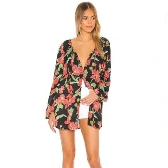 Camila Coelho x Revolve Portia Front Tie Top | Mystic Garden Print | Size S - Picture 1 of 5